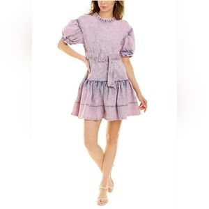 Tanya Taylor Alissa Rare Pink Denim Mini Dress Size 2 NWT